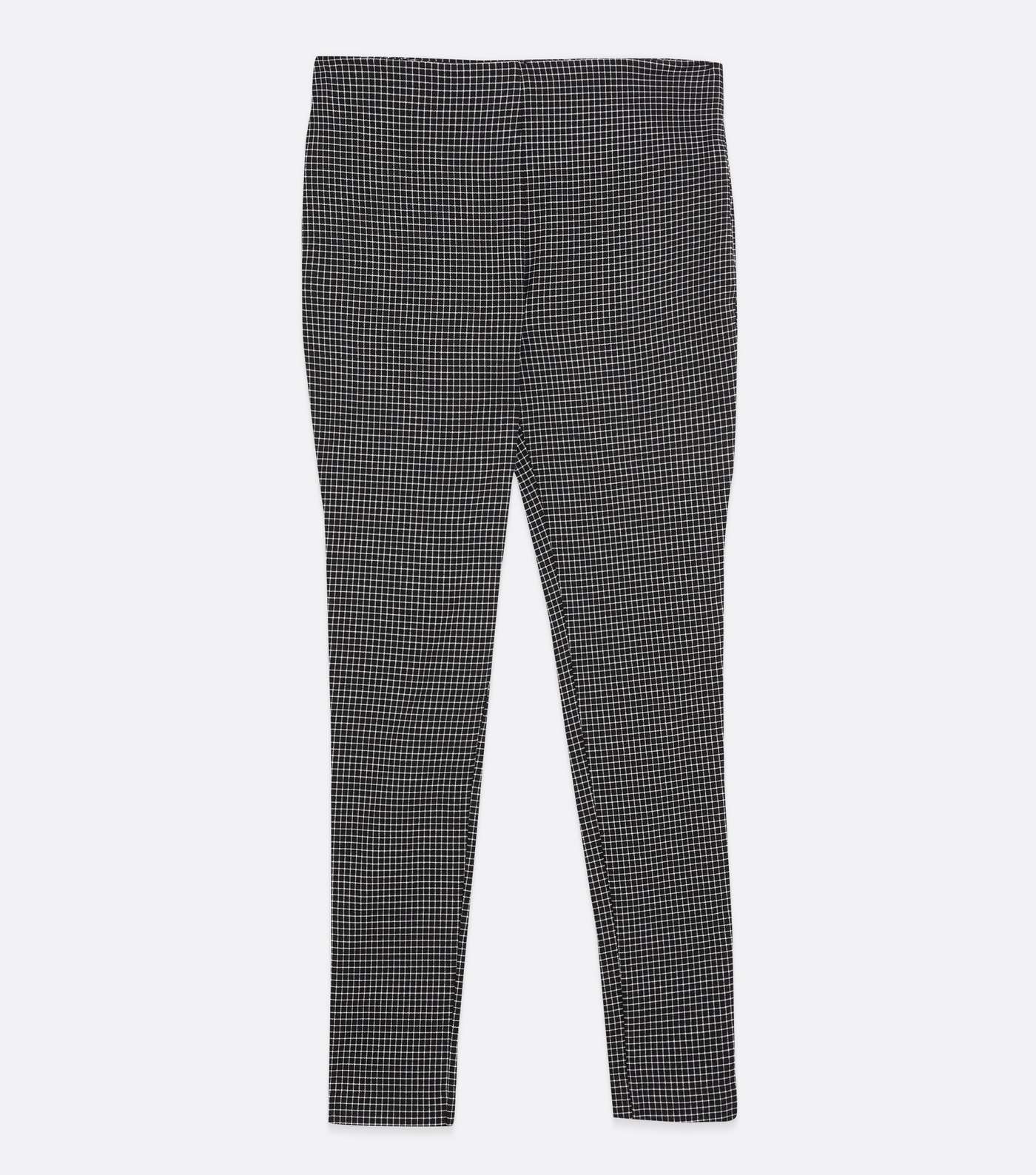 Petite Black Grid Check Slim Stretch Trousers Image 5