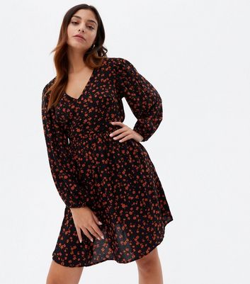 floral long sleeve dress mini