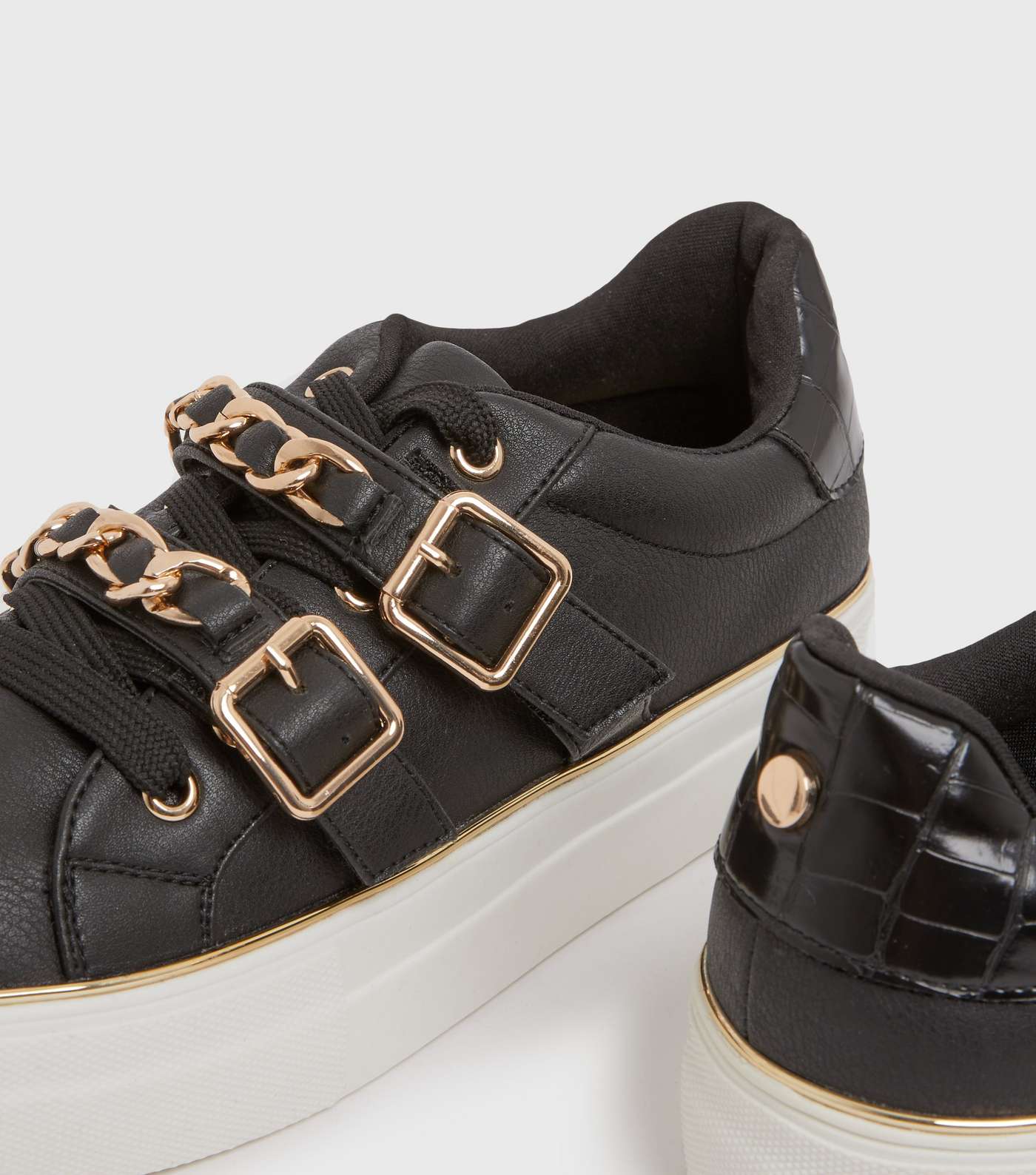 Little Mistress Black Chain Buckle Chunky Trainers Image 4