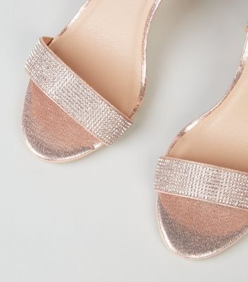 Rose Gold Diamanté 2 Part Block Heel 