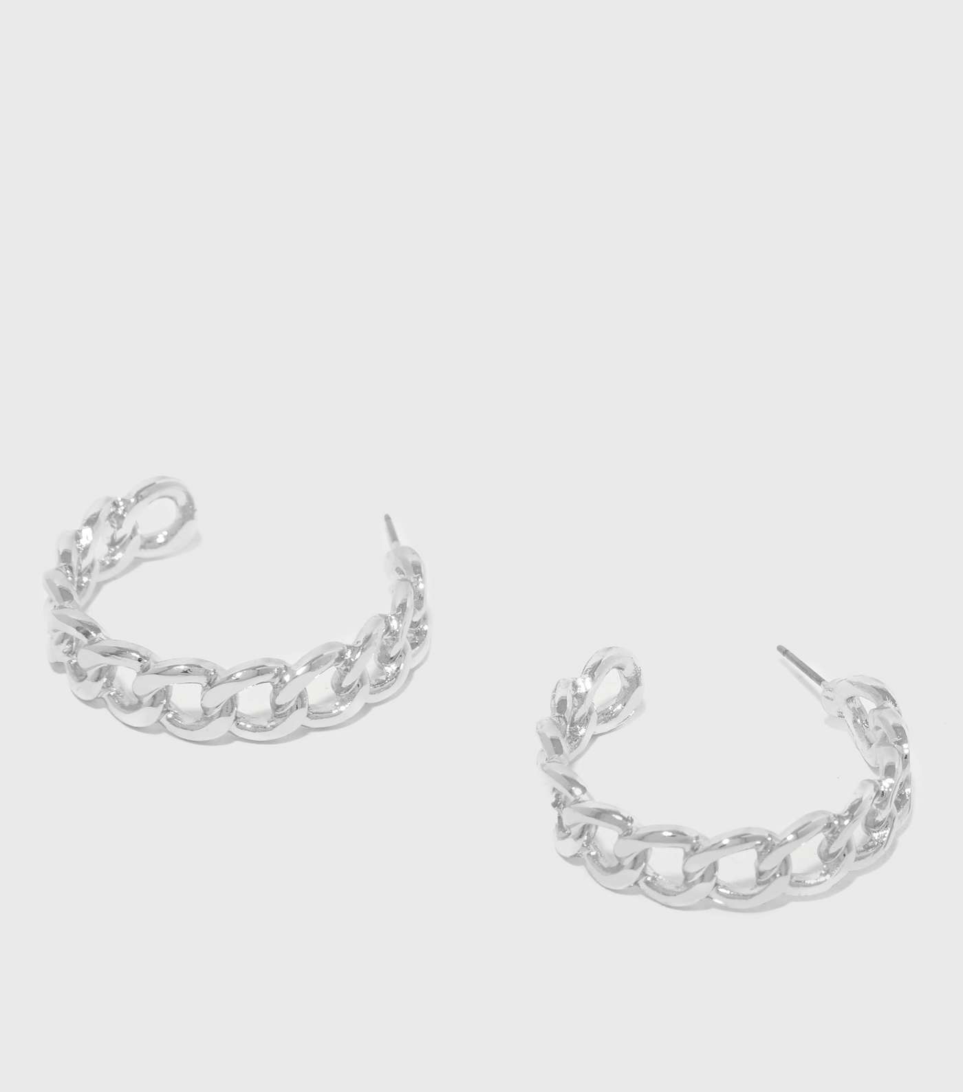 Silver Chunky Chain Hoop Earrings