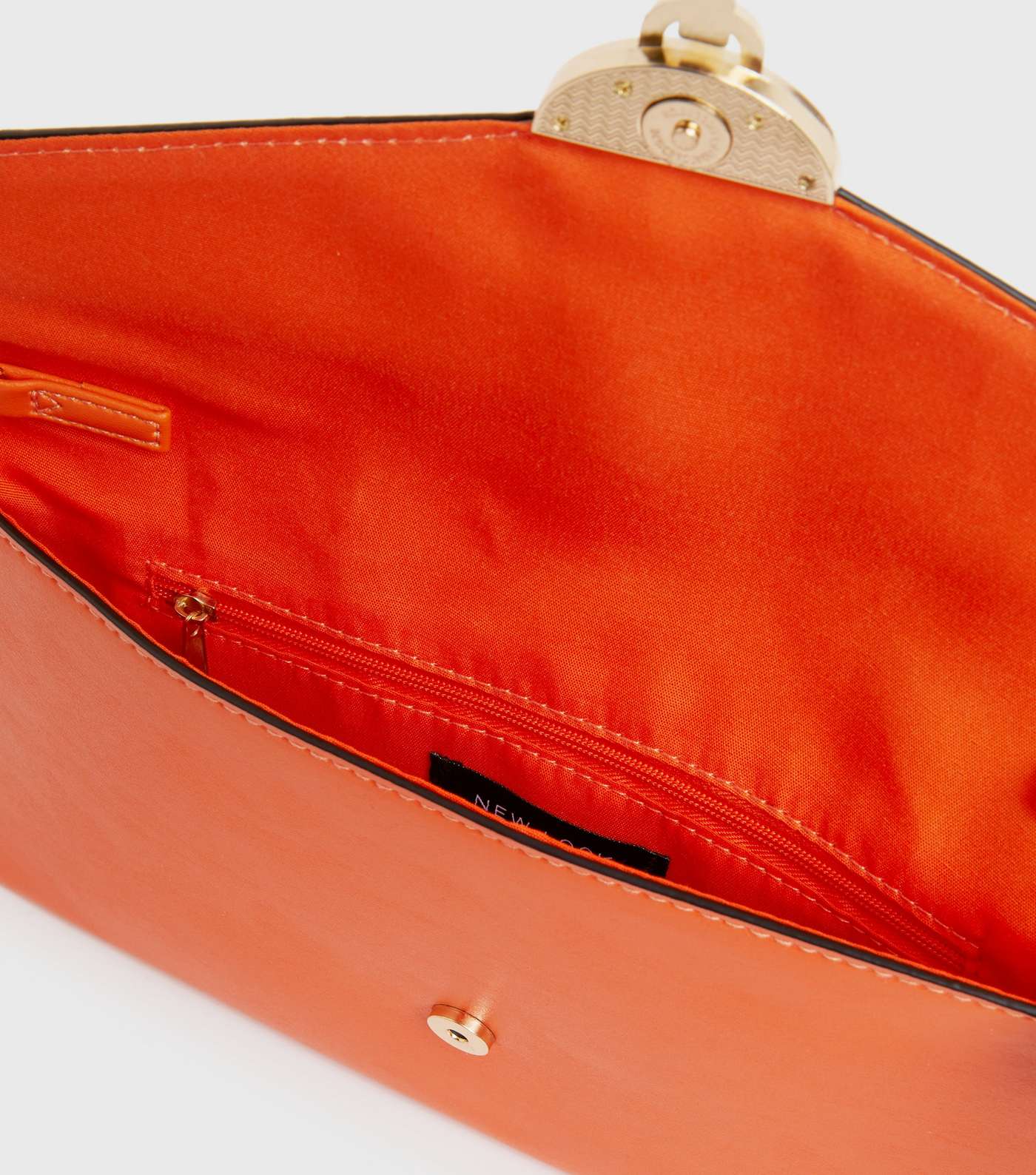 Bright Orange Foldover Chain Clutch Bag Image 4