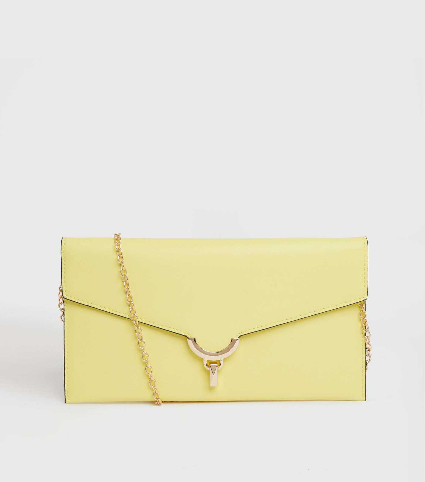 Yellow Foldover Chain Clutch Bag