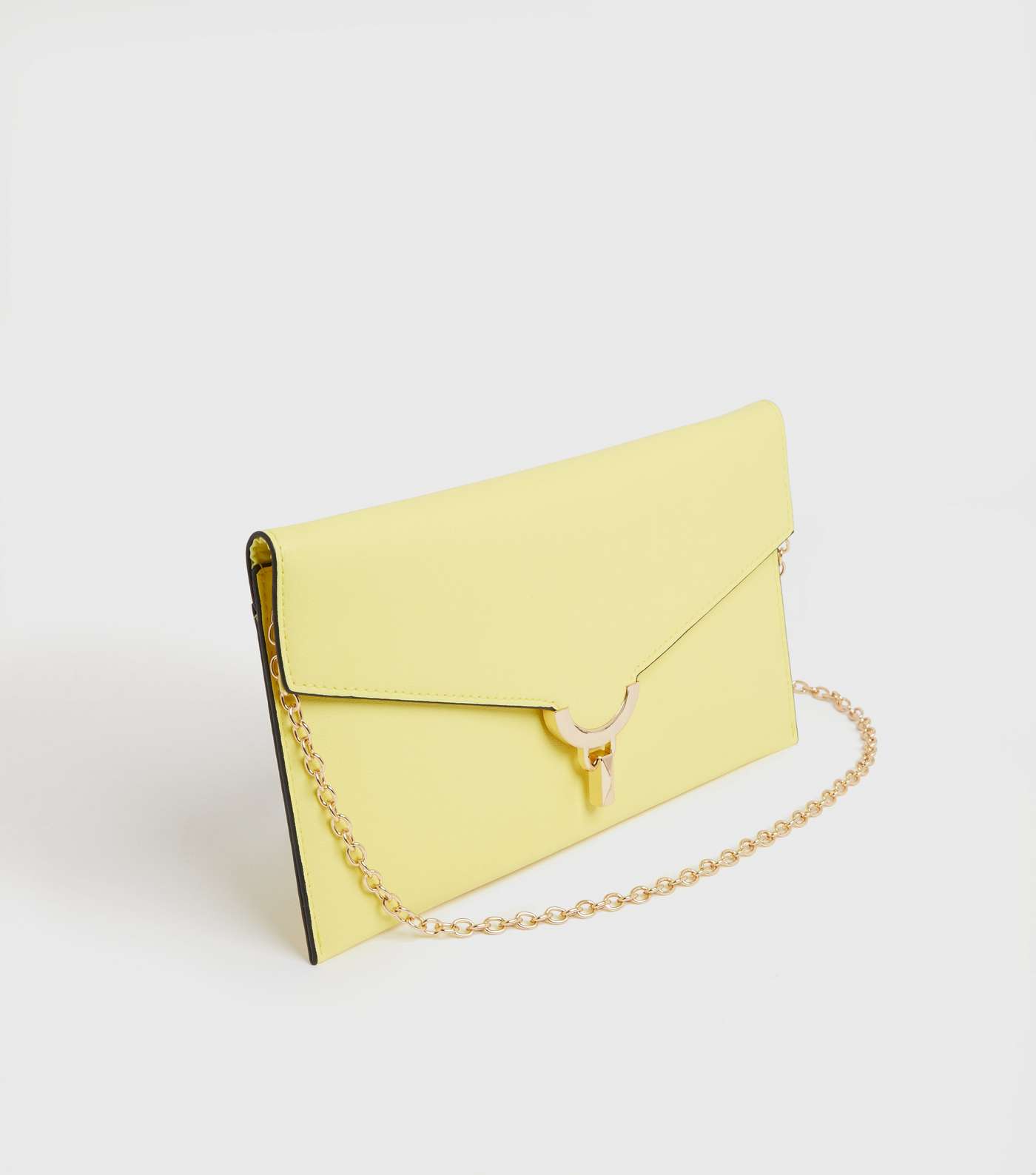 Yellow Foldover Chain Clutch Bag Image 3