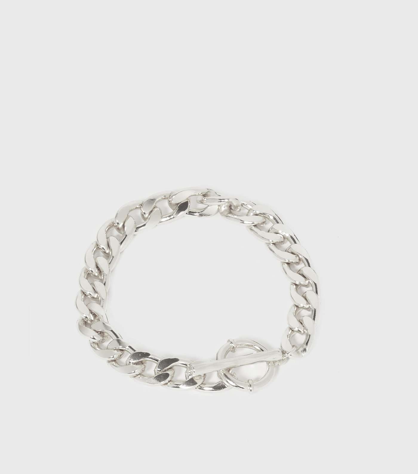 Silver Chunky Chain T Bar Bracelet
