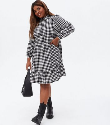 black and white check dress new look