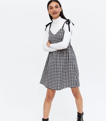 Black Gingham Tie Strap Sundress