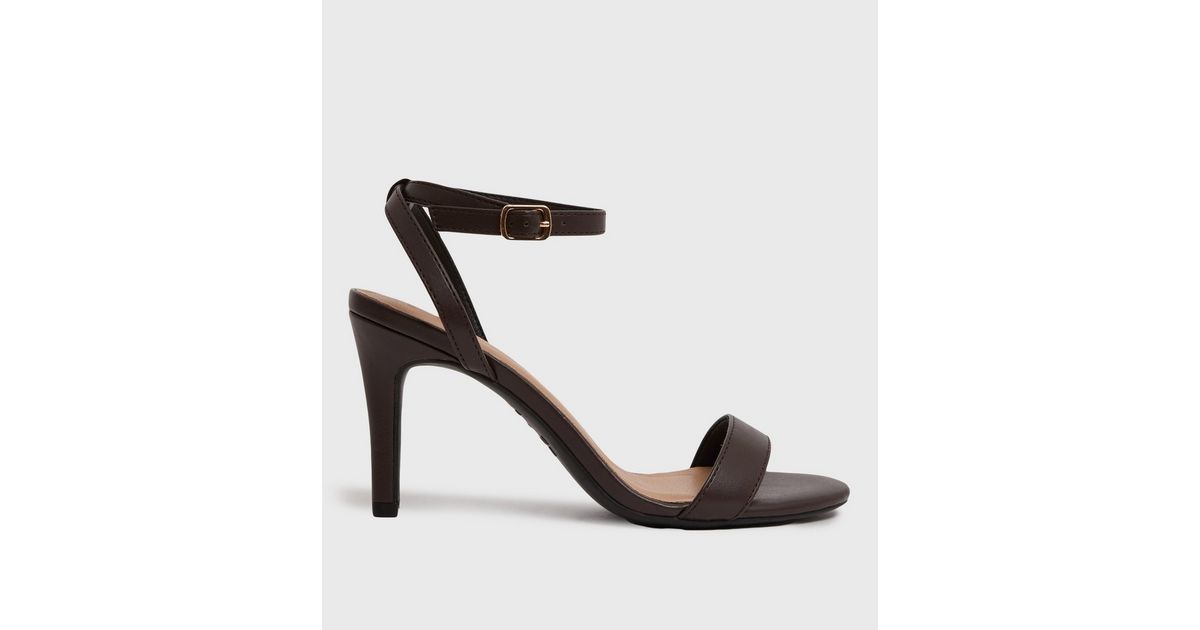 Dark Brown Stiletto Heel Sandals | New Look