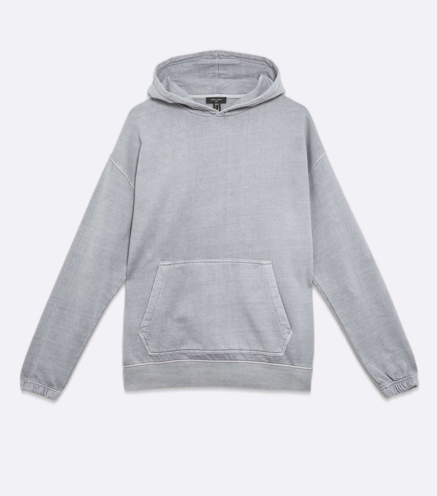 Pale Grey Washed Jersey Pocket Front Hoodie Image 5
