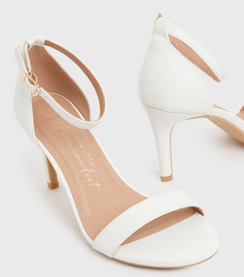 New Look White Leather-Look 2 Part Platform Block Heel Sandals | very.co.uk