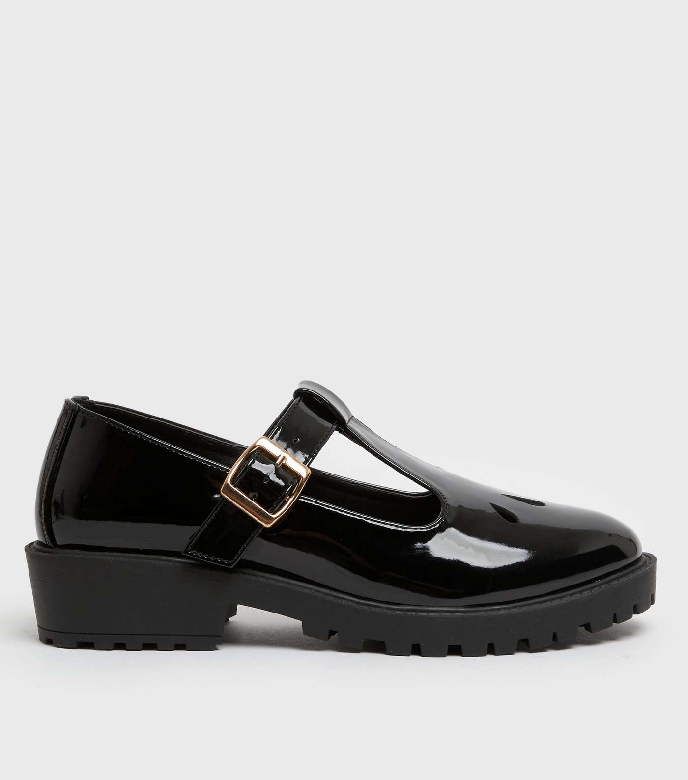 Girls Black Patent Chunky Mary Jane Shoes