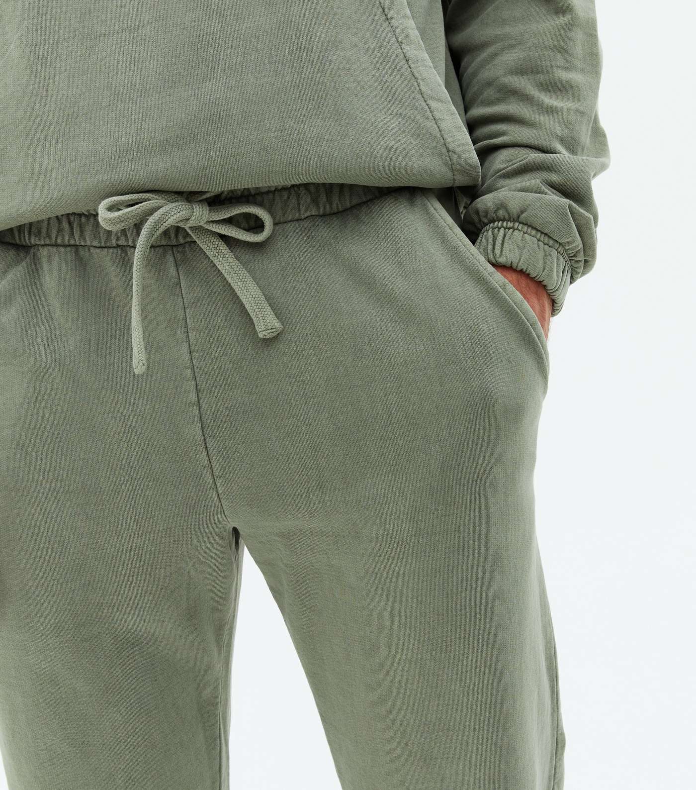 Light Green Washed Relaxed Fit Joggers Image 3