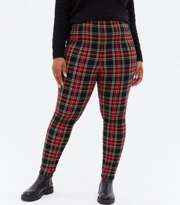 Holiday Red Plaid High Waist Leggings - WE ARE YOGA
