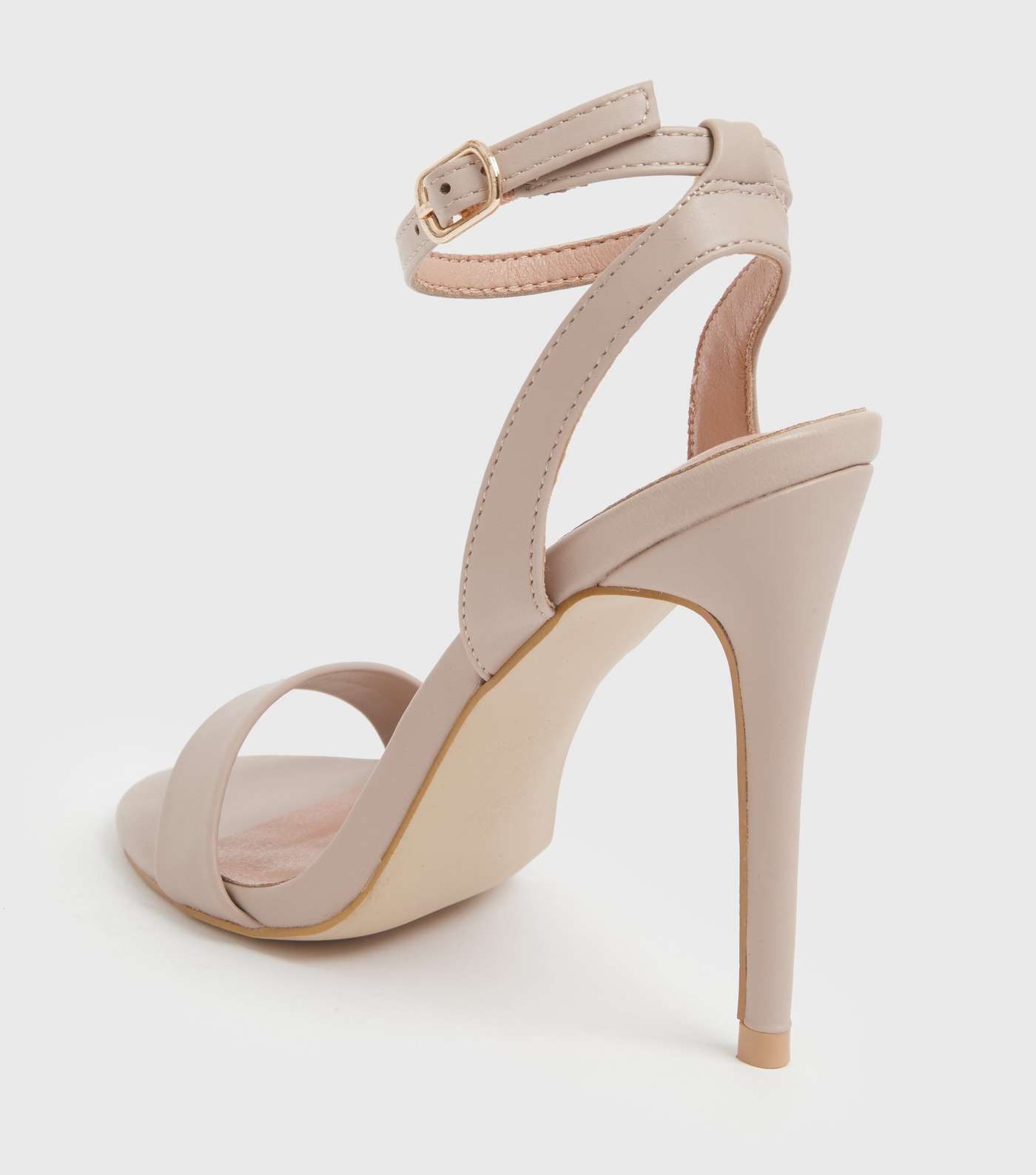 Pale Pink Leather-Look Stiletto Heel Sandals Image 4