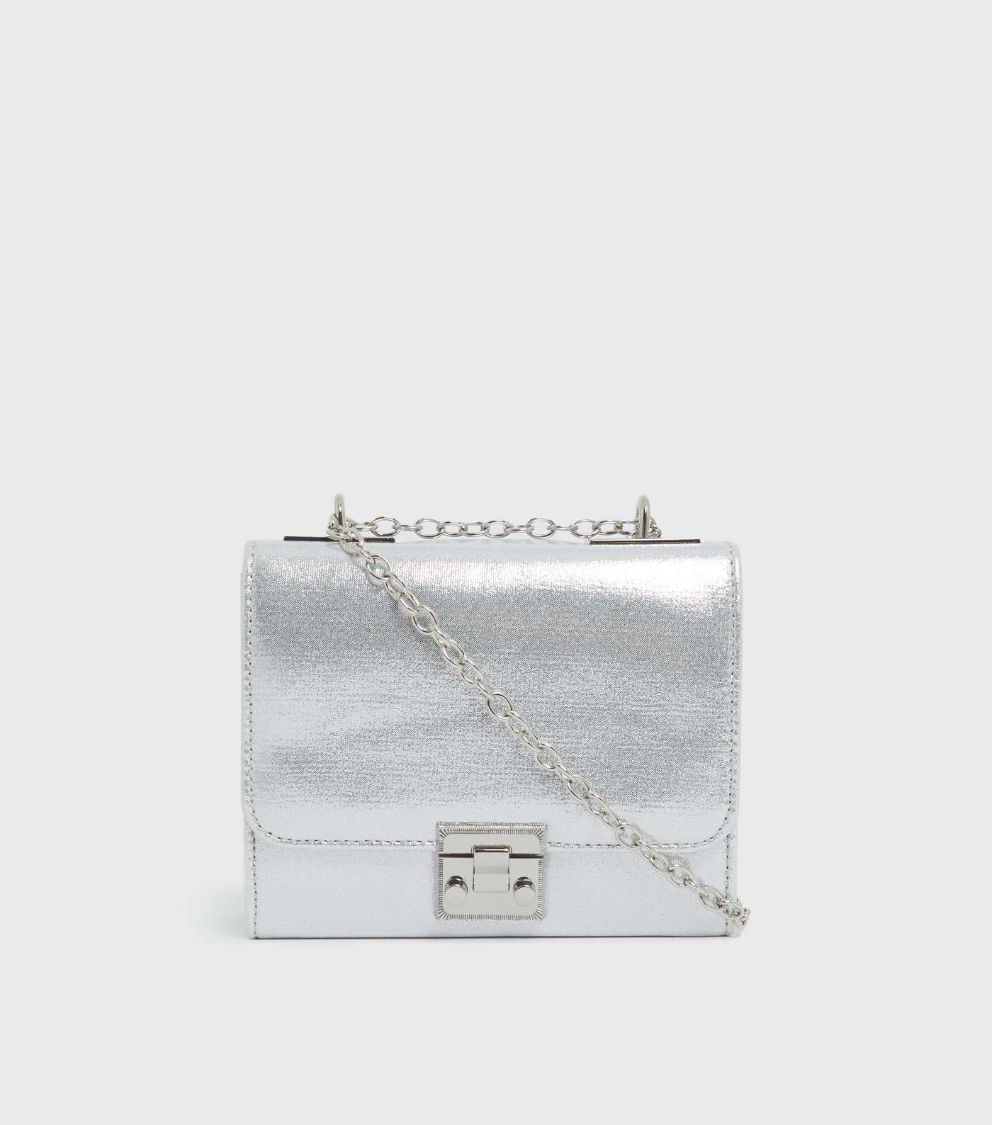 Silver Shimmer Mini Chain Shoulder Bag