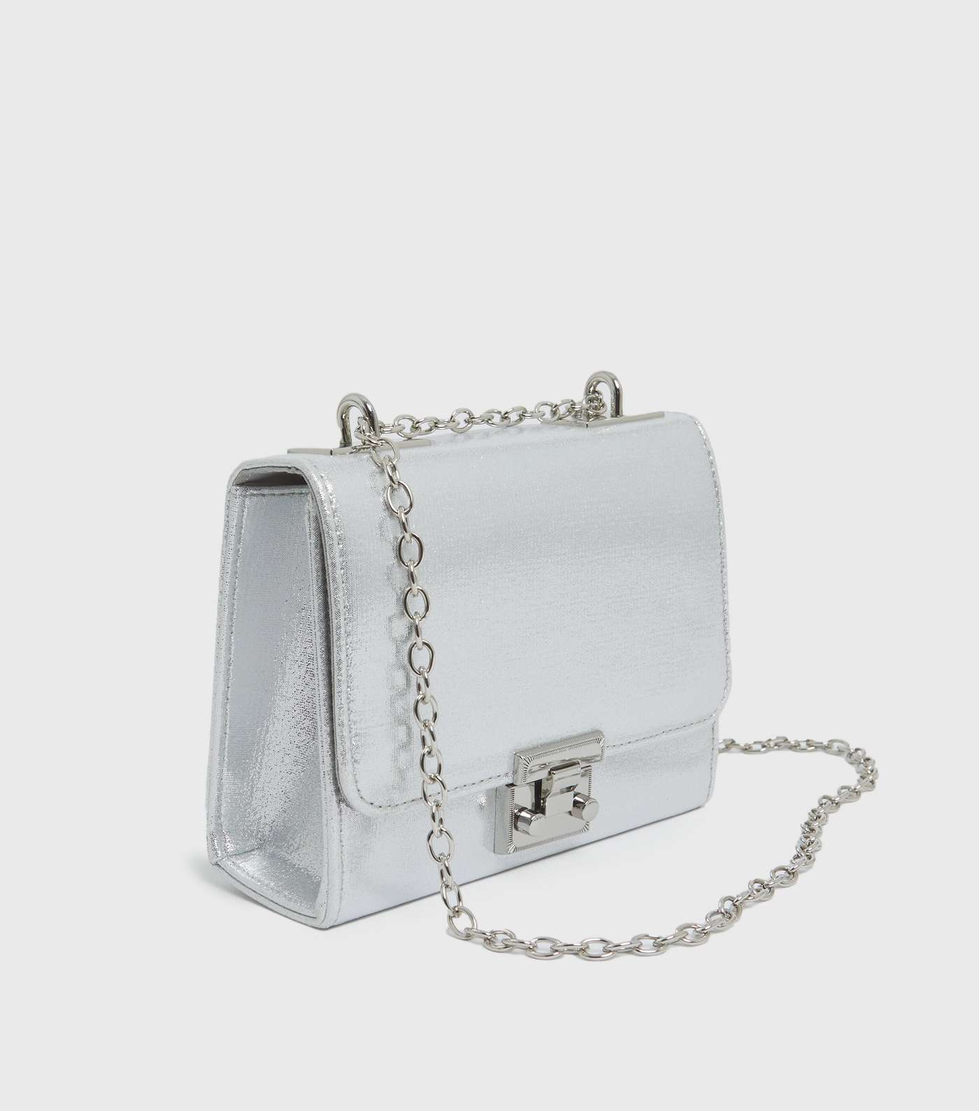 Silver Shimmer Mini Chain Shoulder Bag Image 3