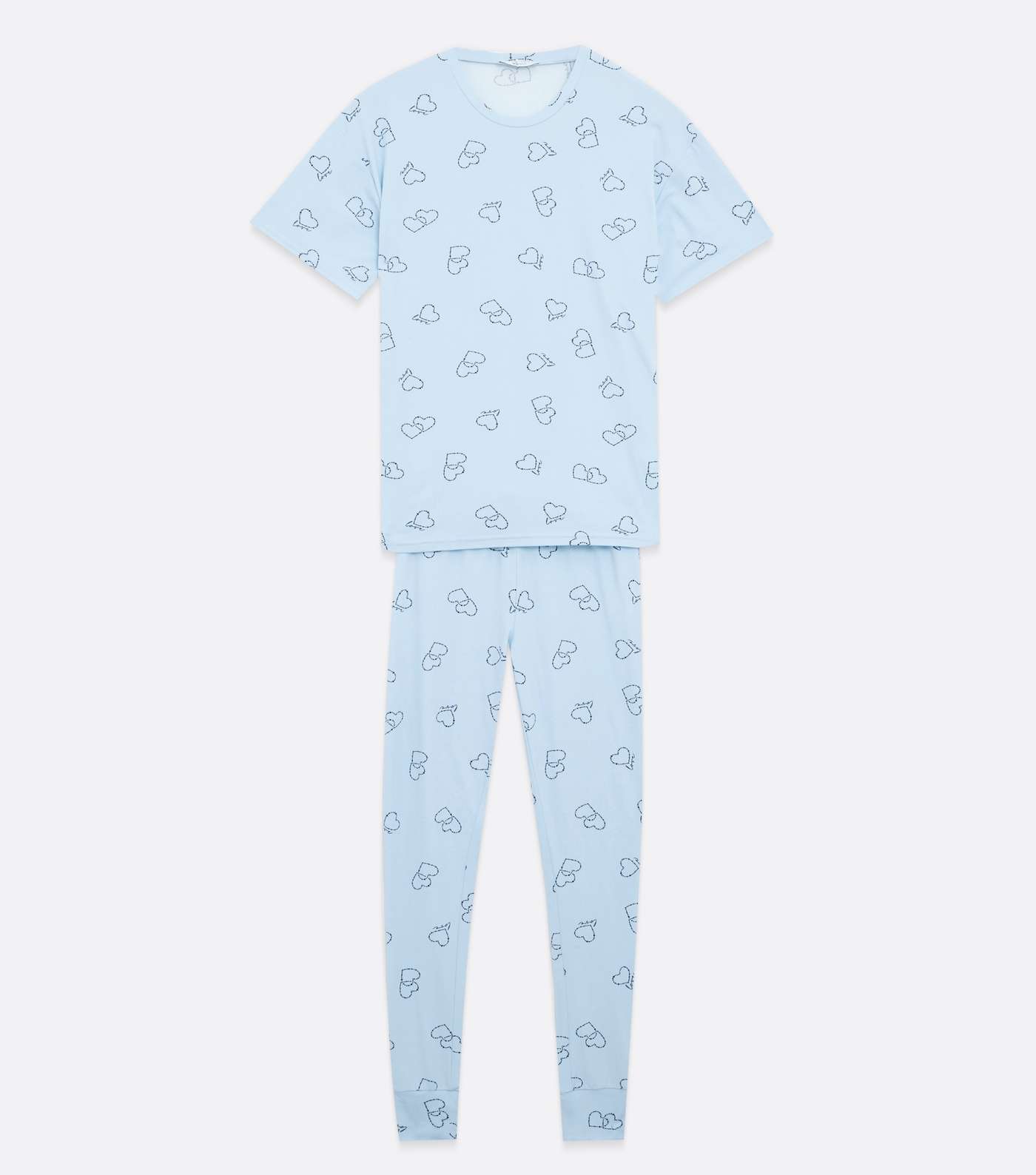 Girls Pale Blue Heart Soft Touch Legging Pyjama Set Image 5