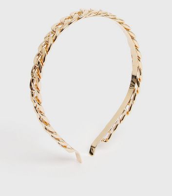 Gold Skinny Chain Headband | New Look