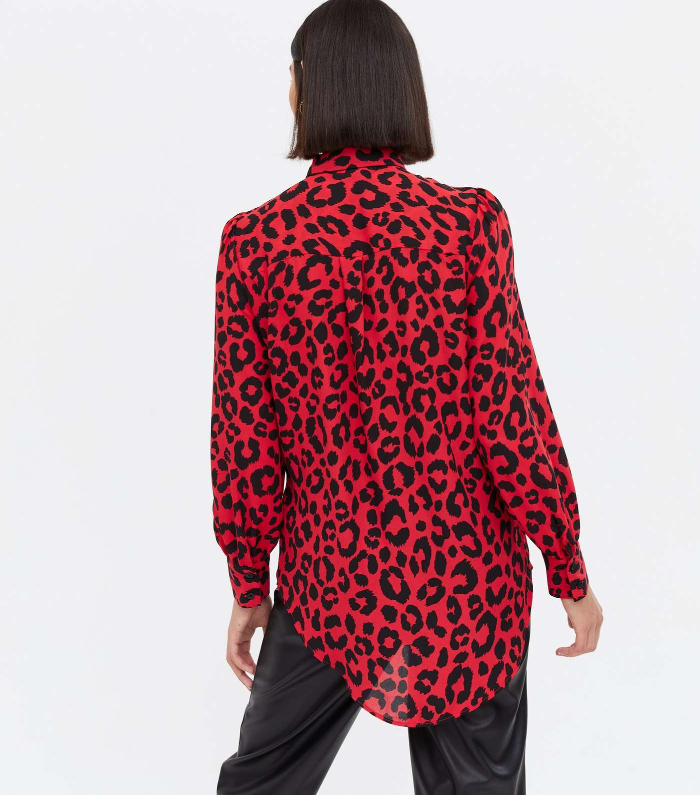 Red Leopard Print Long Shirt Image 4