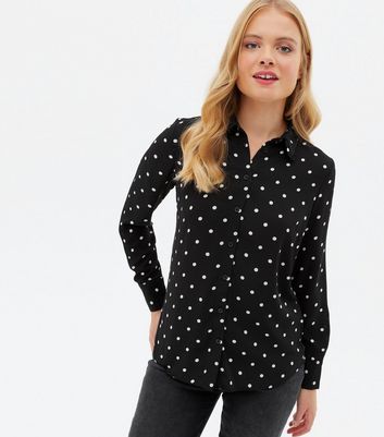 Black and white polka dot blouses for womens online