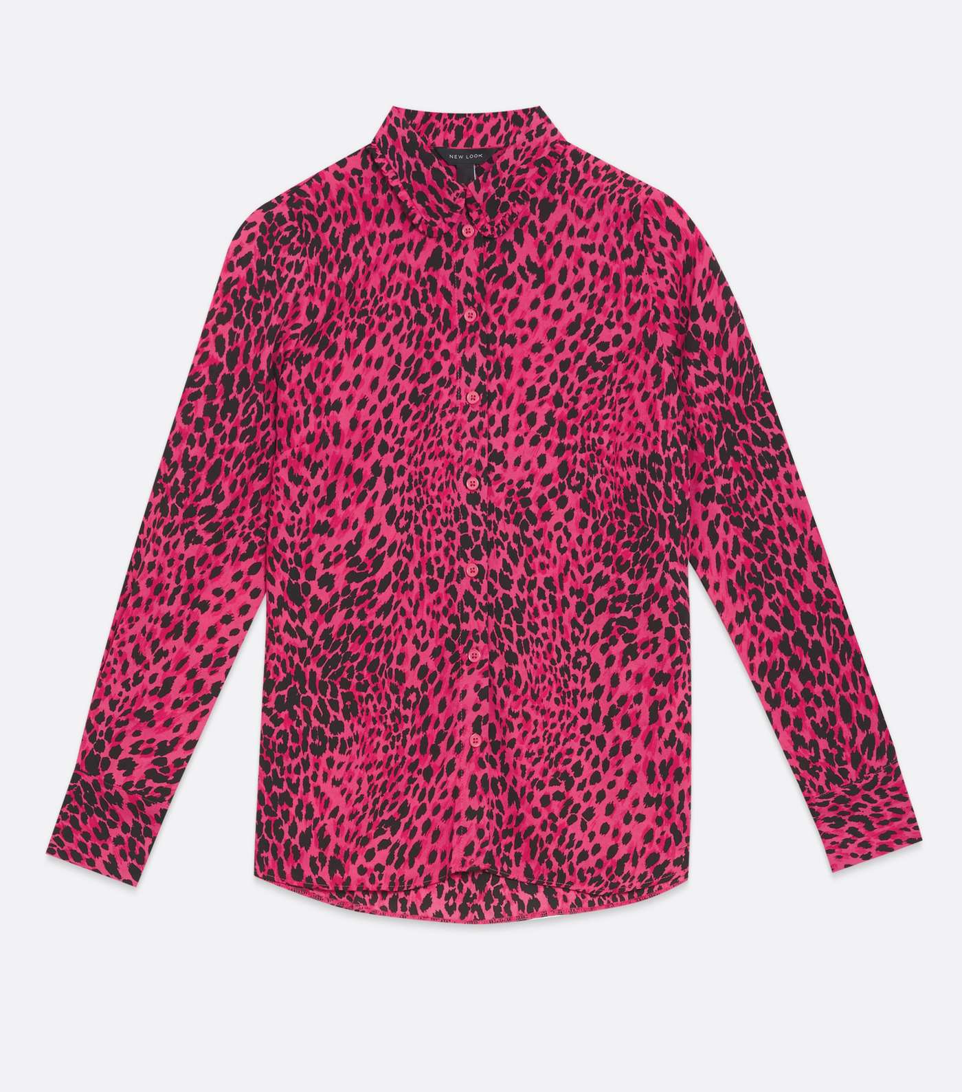 Pink Leopard Print Frill Collar Shirt Image 5