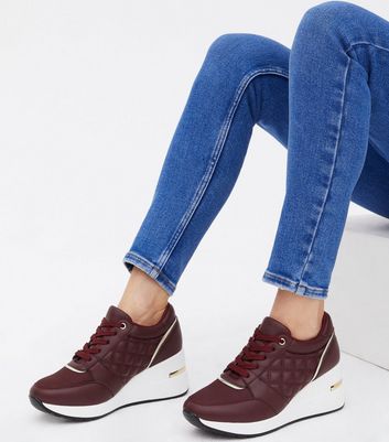 Maroon wedge sales sneakers