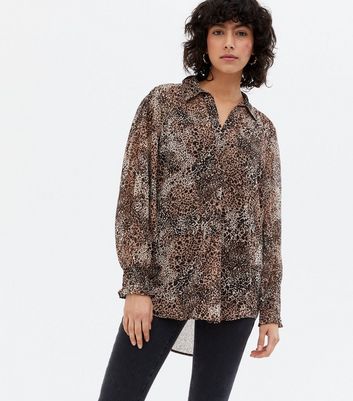 leopard print see through shirt