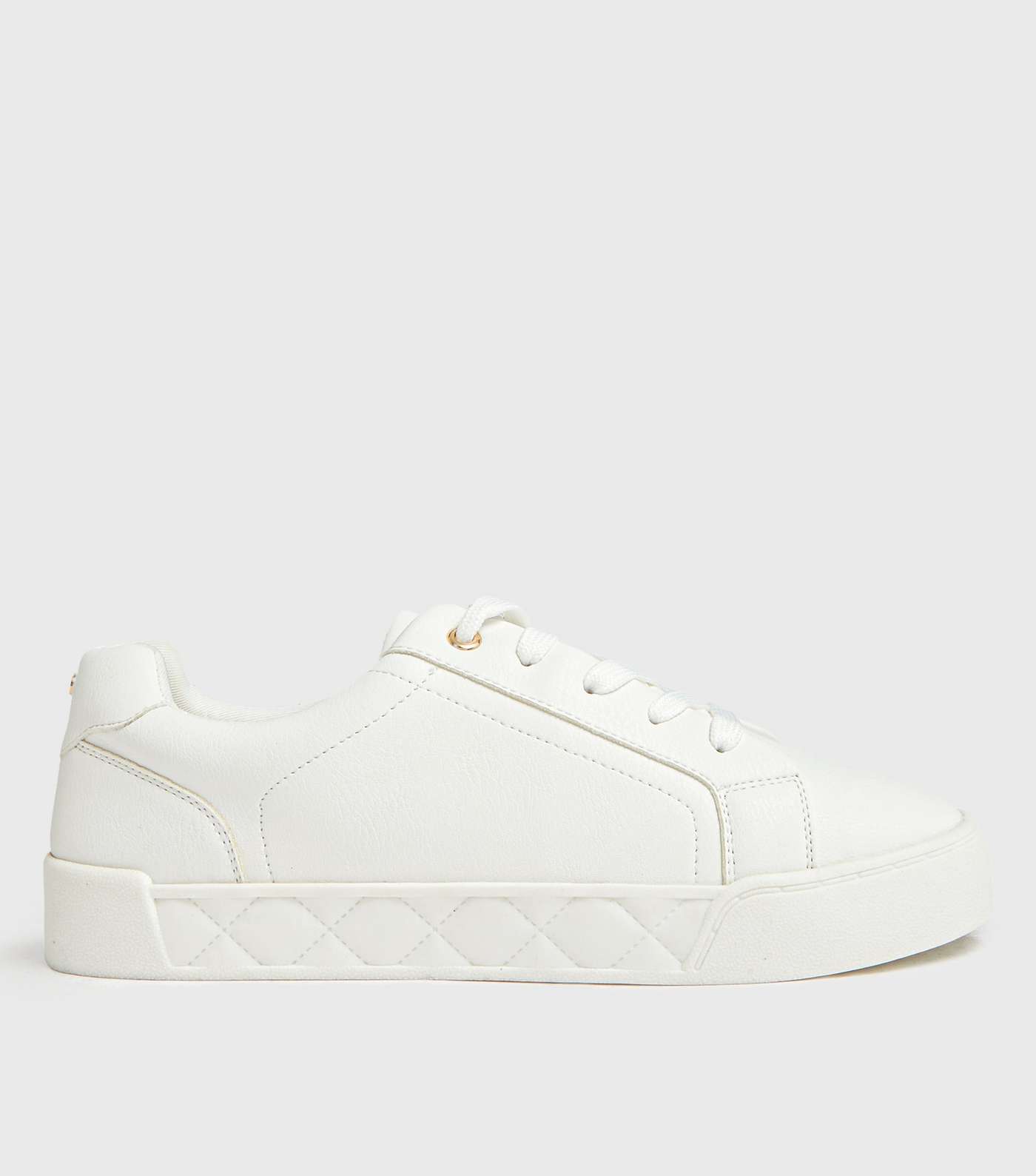 Girls White Quilted Chunky Lace Up Trainers