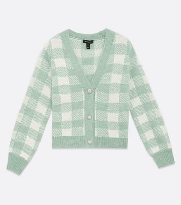 green check cardigan