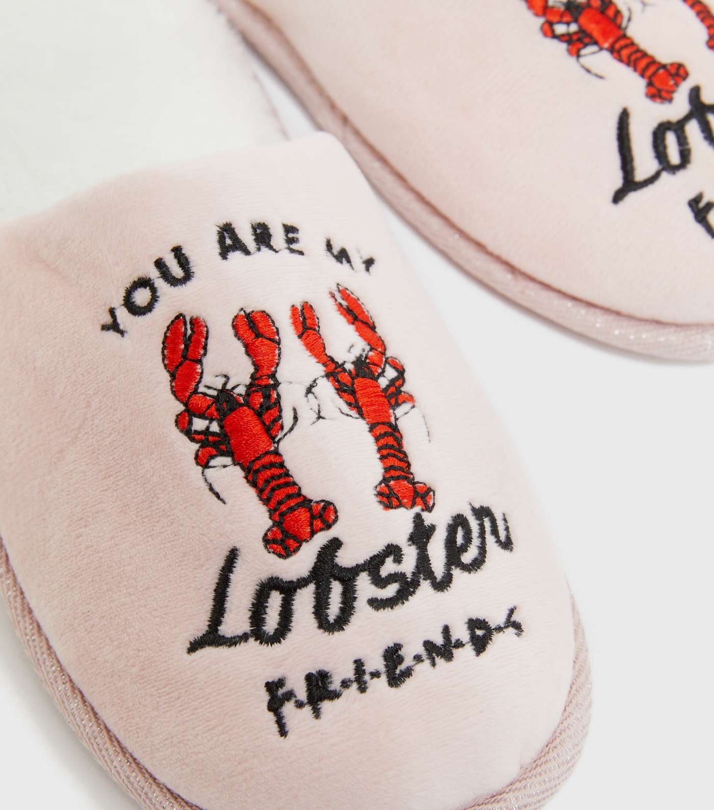 Pink Friends Embroidered Mule Slippers Image 4