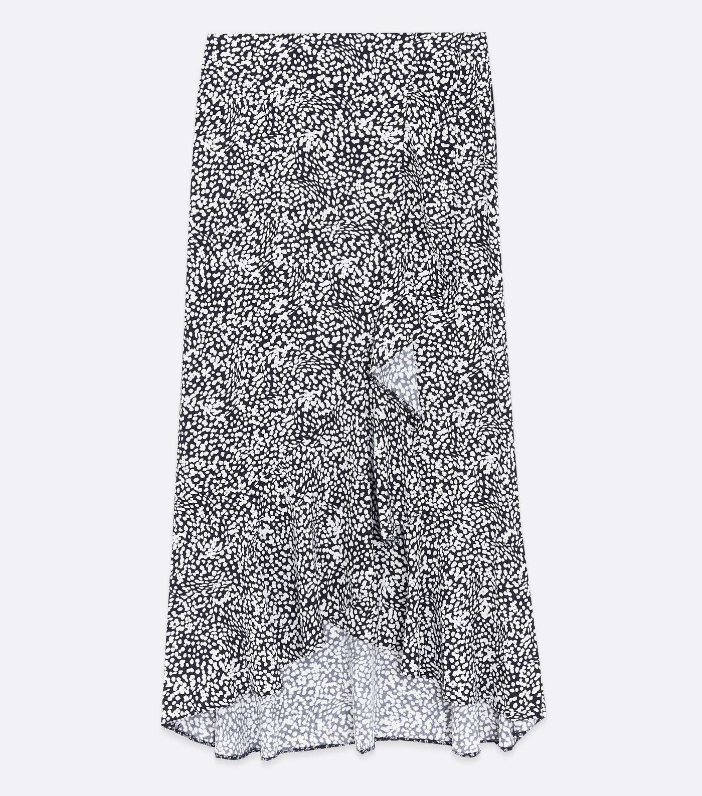 Black Animal Print Ruffle Midi Wrap Skirt Image 5