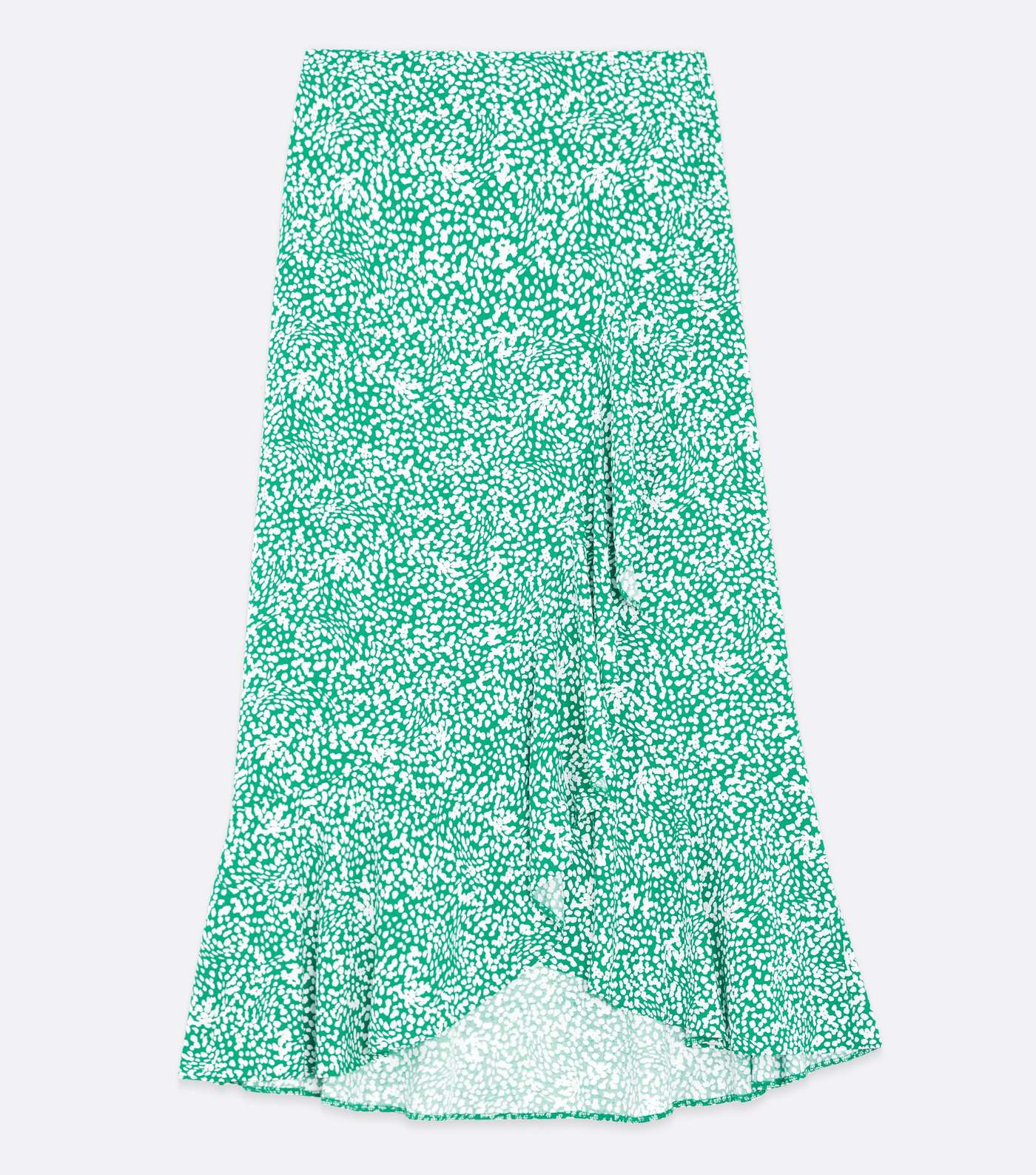 Green Animal Print Ruffle Midi Wrap Skirt Image 5
