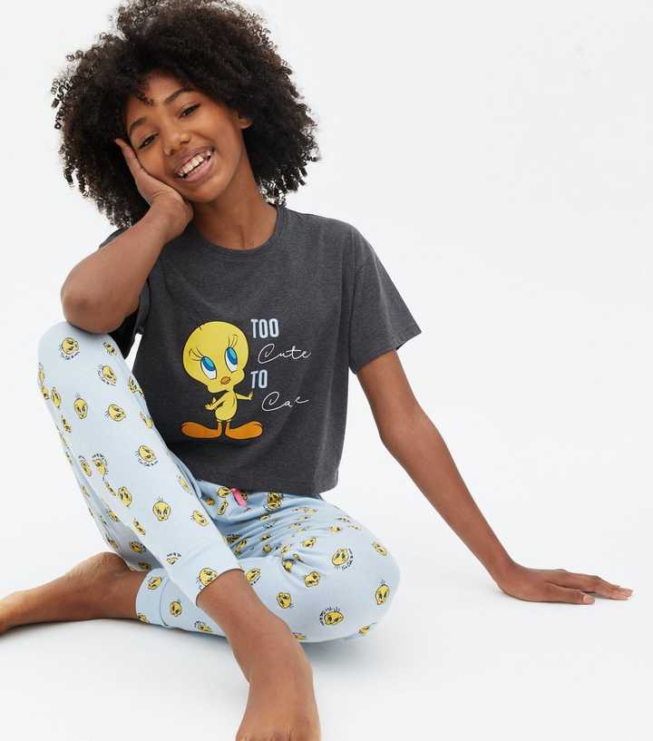 Infecteren Fascinerend eenzaam Girls Dark Grey Jogger Pyjama Set with Tweety Logo | New Look