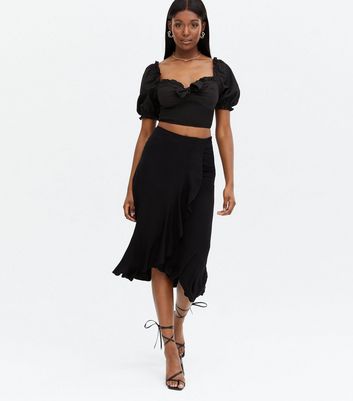 Midi wrap frill skirt best sale