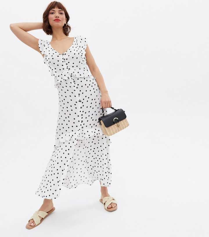 new look spot midi dress