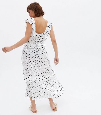 New look white polka top dot dress