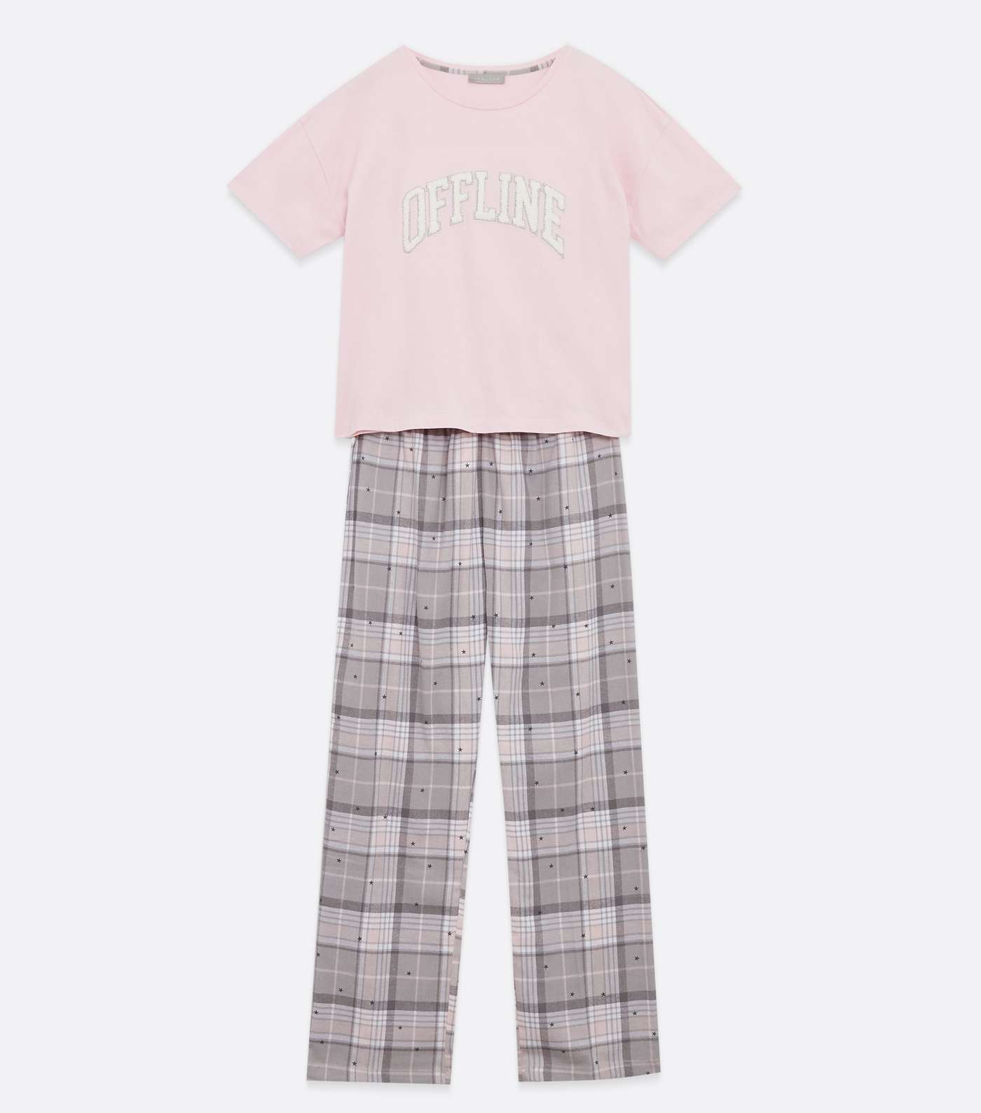 Pink Check Offline Logo T-Shirt and Trouser Pyjama Set Image 5