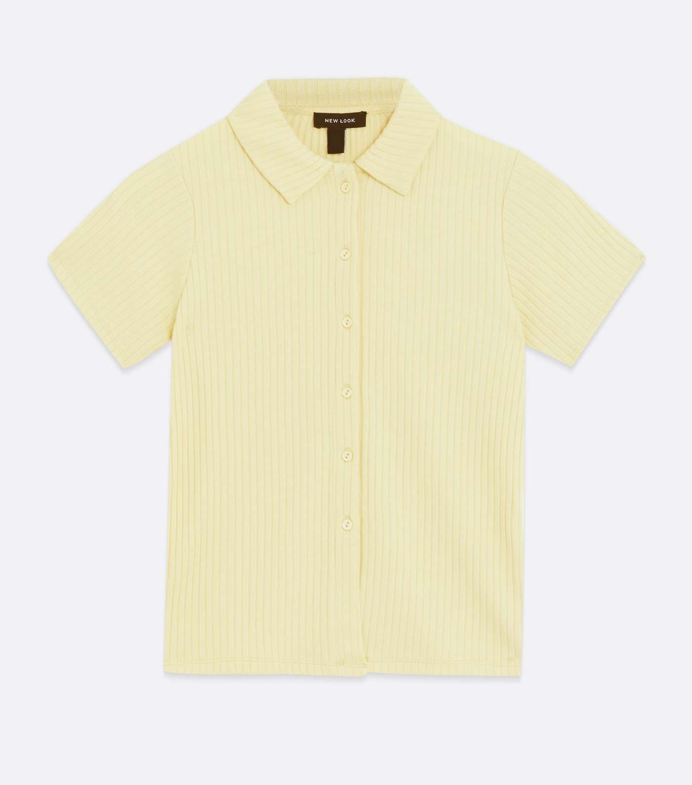Pale Yellow Fine Knit Button Collared Polo Top Image 5