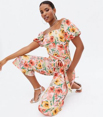 Floral satin jumpsuit online