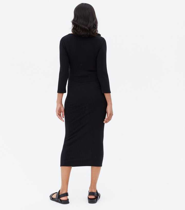 Boohoo Maternity Basic Square Neck Midi Dress in Black