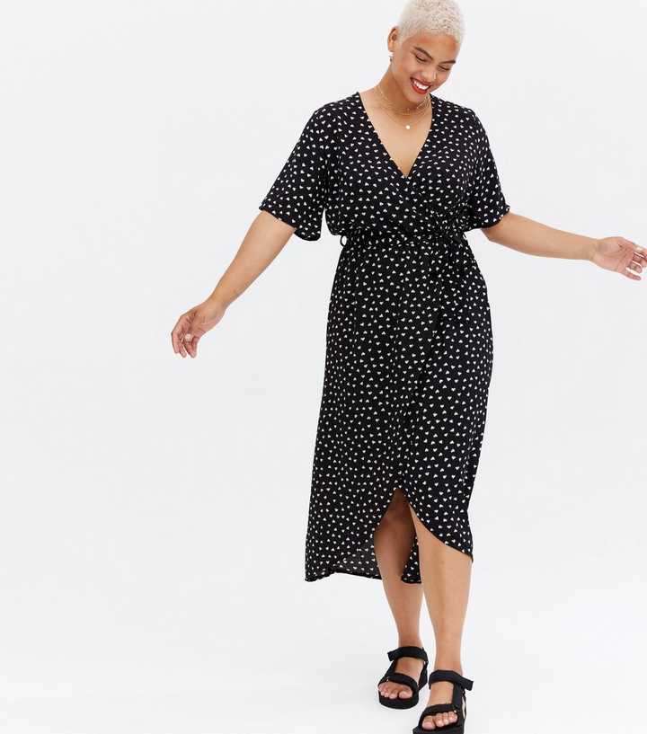 new look polka dot wrap dress