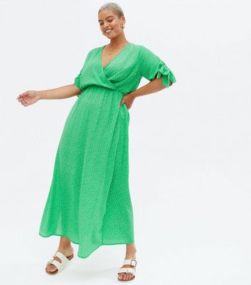 new look green spot dress