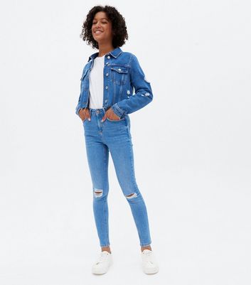 Girls Bright Blue Ripped Jenna Skinny 