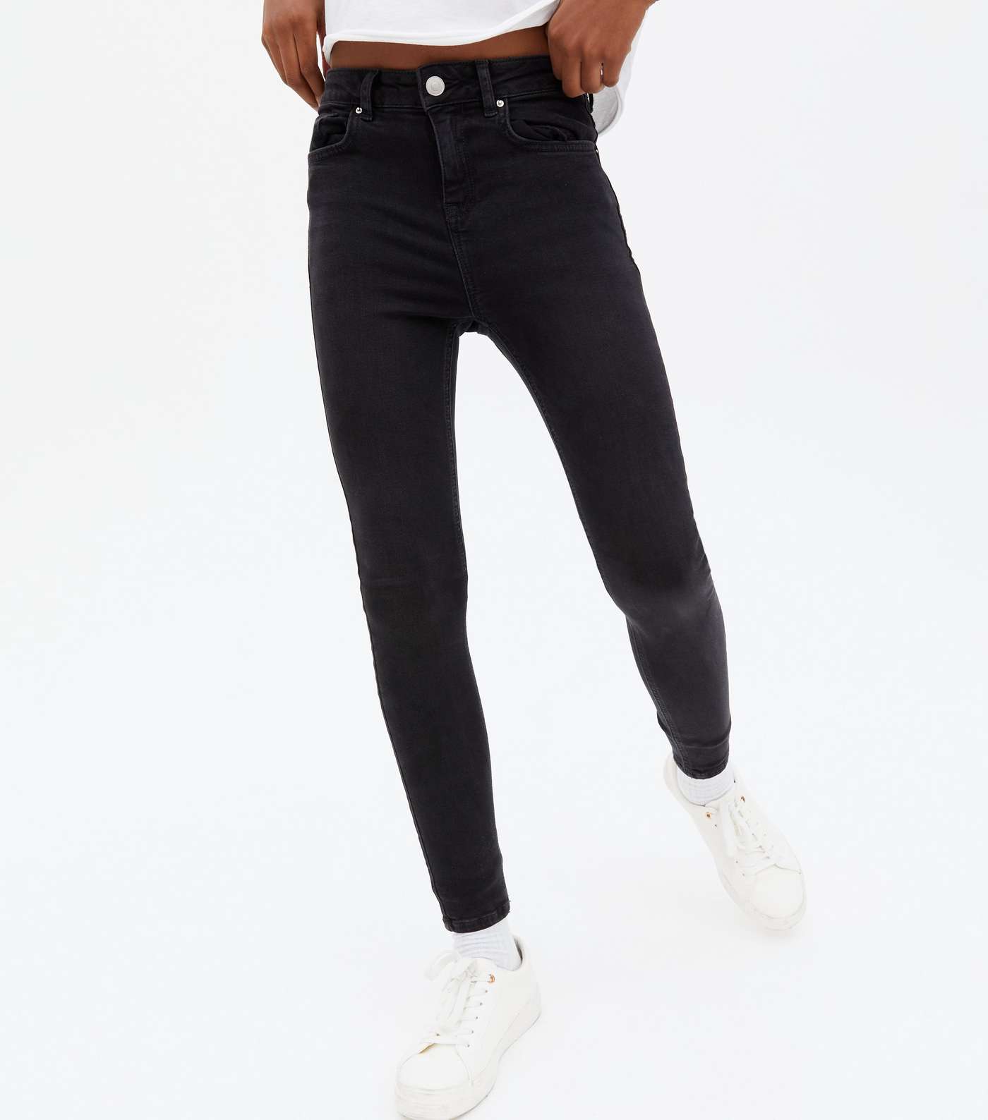 Girls Black High Rise Ashleigh Skinny Jeans Image 2