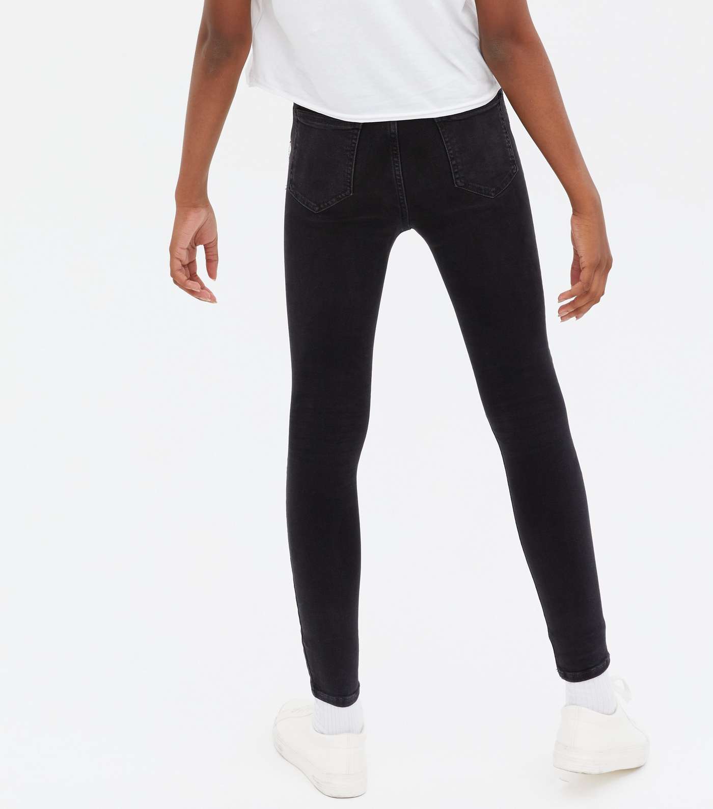 Girls Black High Rise Ashleigh Skinny Jeans Image 4