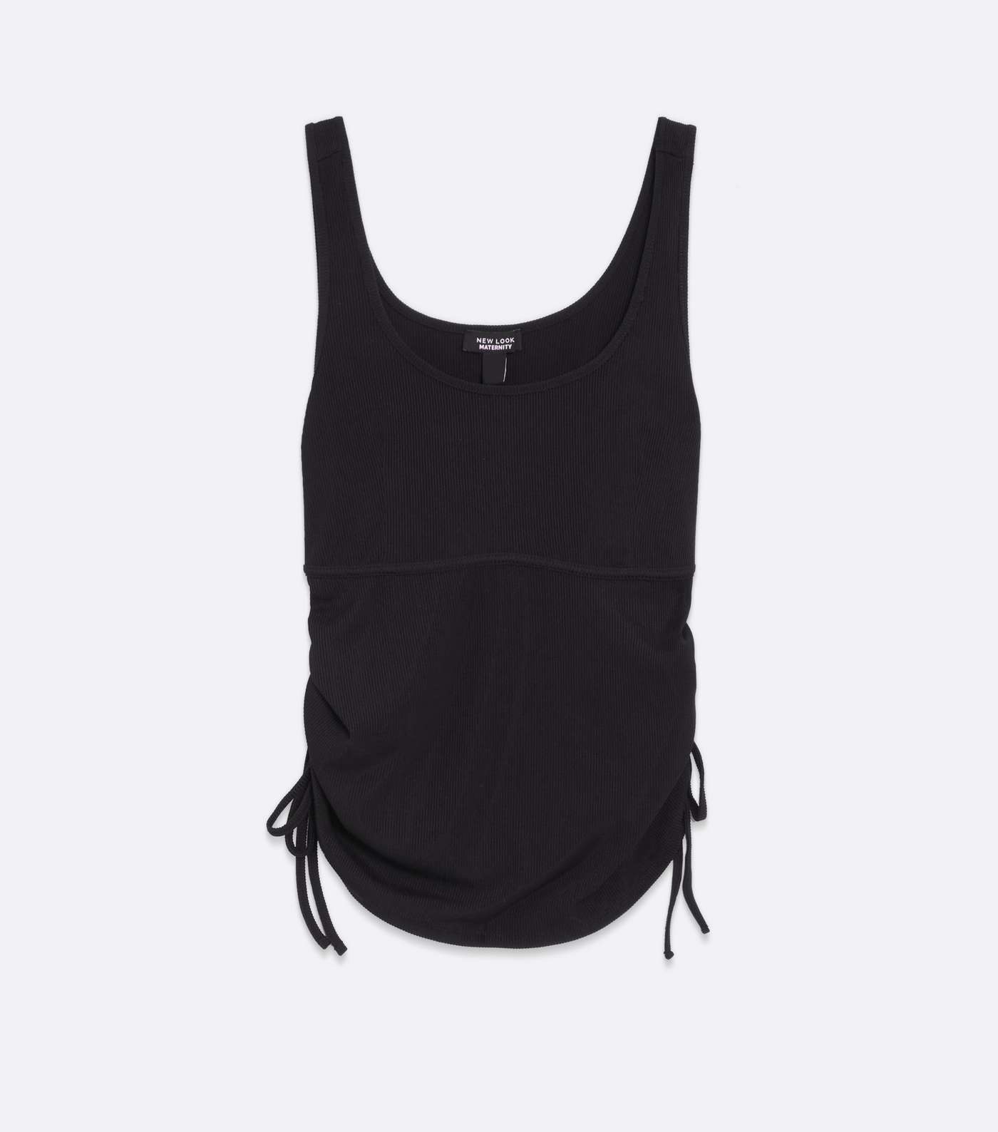 Maternity Black Ribbed Exposed Seam Ruched Side Vest Image 5