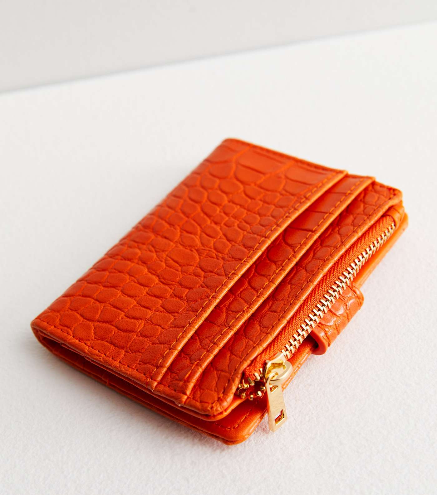 Orange Faux Croc Card Holder Image 3
