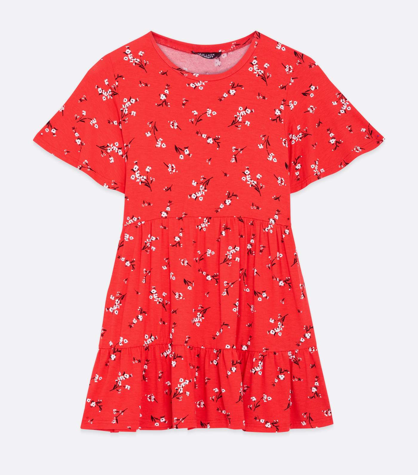 Maternity Red Ditsy Floral Tiered Peplum T-Shirt Image 5
