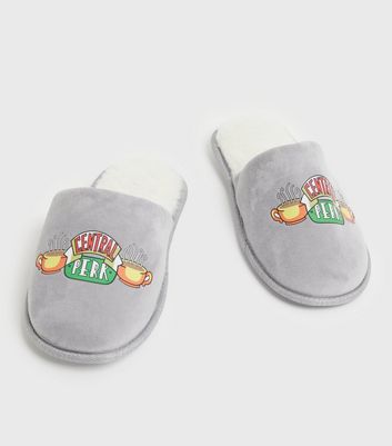 Grey Friends Central Perk Logo Mule Slippers New Look Vegan