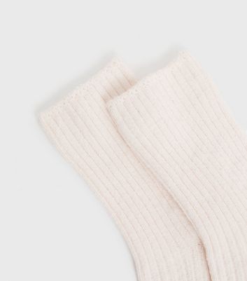 Girls Cream Soft Ribbed Knit Socks